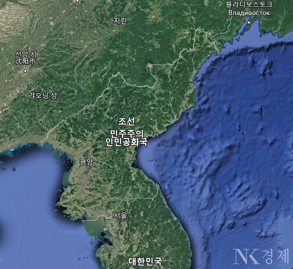미국 구글 어스를 통해서 본 북한의 해안선 출처: 구글 어스